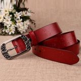 ZK--067 Retro Gegraveerde Gesp Vlinder Print Pin Gesp Leren Riem  Lengte: 110cm (Rood)