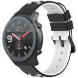 Voor Amazfit GTR 47 mm 22 mm tweekleurige poreuze siliconen horlogeband (zwart + wit)