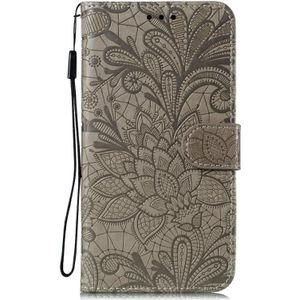 Voor Motorola Moto G5 Plus 5G Lace Flower Horizontale Flip Lederen case met Holder & Card Slots & Wallet & Photo Frame(Grijs)