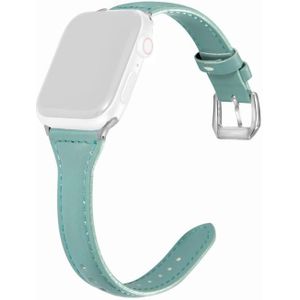 Universele T-vormige dunne lederen horlogeband voor Apple Watch Series 6  SE & 5 & 4 40 mm / 3  2 en 1 38 mm (groen)