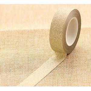 Flash Washi Sticky papier tape label DIY decoratieve tape  lengte: 10m (licht goud)