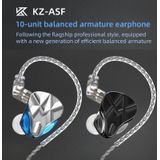 KZ ASF 10-Eenheid Balance Armatuur Monitor HiFi In-Ear Wired Oortelefoon met MIC (Zwart)