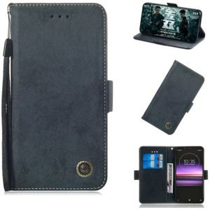 Multifunctionele horizontale Flip retro lederen draagtas met kaartsleuf & houder voor Sony Xperia 10 plus (zwart)