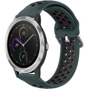 Voor Garmin Vivoactive3 20 mm geperforeerde ademende sport siliconen horlogeband (olijfgroen + zwart)