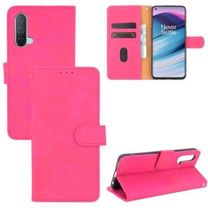Voor OnePlus Nord CE 5G Solid Color Skin Feel Magnetic Buckle Horizontale Flip Calf Textuur PU Lederen Case met Houder & Card Slots & Portemonnee (Rose Red)