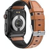 E500 1.83 inch HD Vierkant scherm lederen horlogebandje Smart Watch ondersteunt ECG-bewaking / niet-invasieve bloedsuikerspiegel