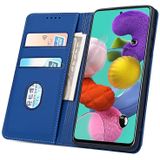 Voor Samsung Galaxy A51 Sterke Magnetisme Liquid Feel Horizontale Flip Lederen case met Holder & Card Slots & Wallet(Blauw)