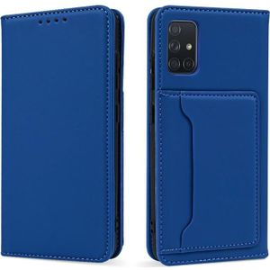Voor Samsung Galaxy A51 Sterke Magnetisme Liquid Feel Horizontale Flip Lederen case met Holder & Card Slots & Wallet(Blauw)