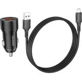 BOROFONE BZ19B Wijsheid QC3.0 Dubbele USB-poorten Snel opladen Autolader met USB naar Micro USB-kabel