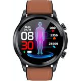 E400 1.39 inch HD Rond scherm lederen band Smart Watch ondersteunt ECG-bewaking / niet-invasieve bloedsuikerspiegel