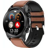 E400 1.39 inch HD Rond scherm lederen band Smart Watch ondersteunt ECG-bewaking / niet-invasieve bloedsuikerspiegel