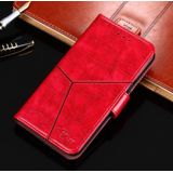 Voor OnePlus 6 Geometrische stiksels horizontale flip TPU + PU lederen hoes met houder & kaartslots & portemonnee(rood)