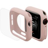 ENKAY Hat-Prins 2 in 1 TPU semi-geklede beschermende Shell + 3D volledig scherm PET gebogen warmte buigen HD Screen Protector voor Apple Watch serie 4 40mm(Pink)