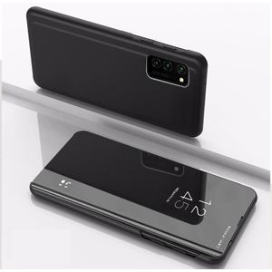 Voor Samsung Galaxy A32 5G vergulde spiegel horizontale flip lederen hoesje met houder (zwart)