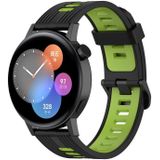Voor Huawei Watch GT 3 42mm 20mm tweekleurige streep Siliconen horlogeband (Black Lime Green)