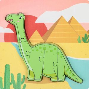 2 PCS Houten 3D Stereo DinosaurUs Puzzel Kinderen Educatieve Vroeg Onderwijs Speelgoed (Brachiosaurus)