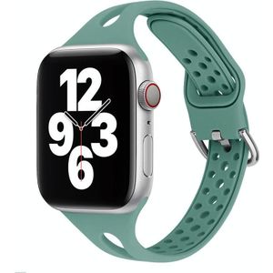 Silicone vervangende horlogebanden voor Apple Watch Series 6 & SE & 5 & 4 44mm / 3 & 2 & 1 42mm (Pine Needle Green)