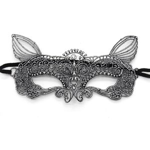 Halloween Masquerade Party Dance Sexy dame bruinen Lace kat koning Mask(Silver)
