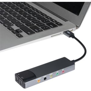 HY-601 6 in 1 USB multifunctionele geluidskaart USB + audio 3.5 + 7.1CH / OPTISCH