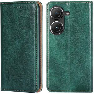 Voor Asus Zenfone 9 Gloss Oil Effen Kleur Magnetische Lederen Telefoon Case (Groen)