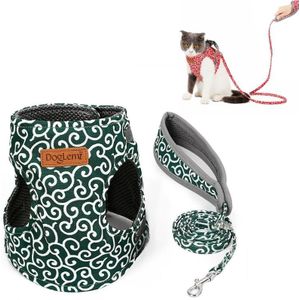 DogLemi Pet Cat Rope Rope Rope Vest Type Traction Suit Cat Walking Rope  Grootte: XS (Groen)