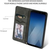 Retro huid voelen Business magnetische horizontale Flip lederen case voor Samsung Galaxy A8 plus 2018 ?? (donkergrijs)