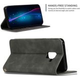 Retro huid voelen Business magnetische horizontale Flip lederen case voor Samsung Galaxy A8 plus 2018 ?? (donkergrijs)