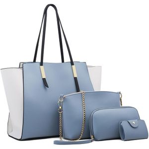 4 in 1 Fashionable Simple Suit Bag Messenger Large Capacity Handtas (Blauw)