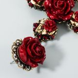 2 paar barokke Rose Flower Cross Long Oorbellen Vintage Oorbellen (Wit)
