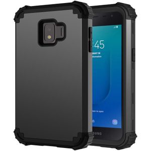 Voor Samsung Galaxy J2 Core PC + Siliconen driedelige Shockproof Protection Case(Zwart)