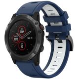 Voor Garmin Fenix 5X Plus 26mm tweekleurige sport siliconen horlogeband (middernachtblauw + wit)