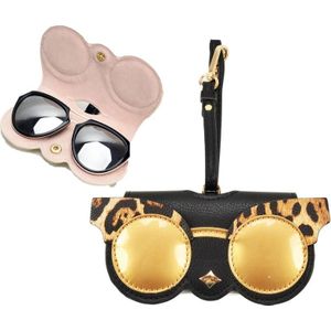 Leuke en grappige PU zonnebril geval draagbare bril geval met opknoping gesp  kleur: Leopard Print