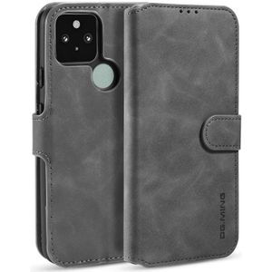 Voor Google Pixel 5 XL / Pixel 4A 5G DG. MING Retro Oil Side Horizontale Flip Case met Holder & Card Slots & Wallet(Grey)