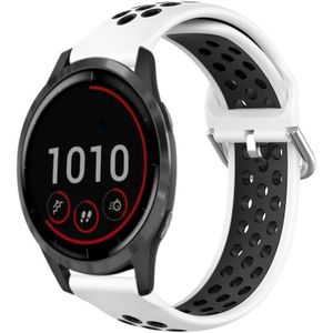 Voor Garmin Vivoactive4 22 mm geperforeerde ademende sport siliconen horlogeband (wit + zwart)