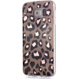 Voor Galaxy S6 edge Plating Marble Pattern Soft TPU Protective Case(Leopard)