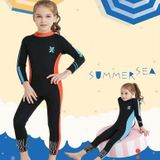 DIVE&SAIL 2 5mm Kinderduikpak Een stuk warm snorkelpak Drifting Sunscreen Badpak  Maat: XL(Zwart Blauw)
