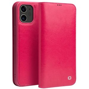QIALINO Horizontale Flip Lederen case met houder & kaartslots & portemonnee voor iPhone 12 mini(Rose Red)