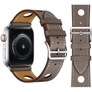 Modieuze n cirkel drie gaten lederen horlogebandje voor Apple Watch serie 5 & 4 44mm/3 & 2 & 1 42mm (grijs)