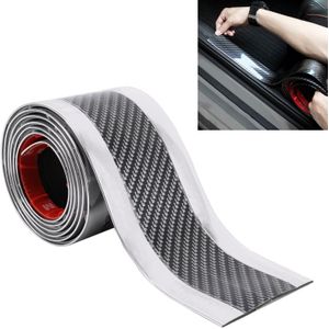 Universele Electroplate Carbon Fibre auto deurdrempel decoratie strip decoratieve sticker  grootte: 7CM x 2M (zilver)