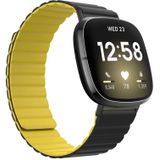 Voor Fitbit Versa 4 / Sense 2 universele magnetische siliconen horlogeband (zwart geel)