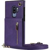 Voor Samsung Galaxy S9 Plus Cross-Body Zipper Square TPU + PU Back Cover Case met Houder & Card Slots & Portemonnee & Riem (Paars)