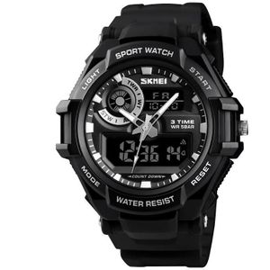SKMEI 1357 Mens Multifunctionele Sport Digitaal Horloge Student Waterdicht Horloge (Zwart)