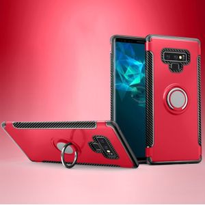 Magnetische Armor beschermende case voor Galaxy Note 9  met 360 graden rotatie ring houder (rood)