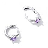 S925 Sterling Silver Purple Zircon Snake Pattern Ear Buckle Women Earrings