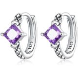 S925 Sterling Silver Purple Zircon Snake Pattern Ear Buckle Women Earrings