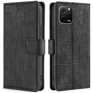 Voor Huawei nova Y61 Huid Voel Krokodil Magnetische Sluiting Lederen Telefoon Case (Zwart)