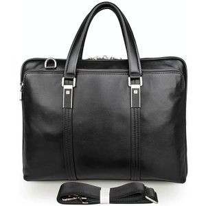 Men Business Cowhide Leather Handbag Lawyer Briefcase Messenger Bag Laptop Bag(Black)