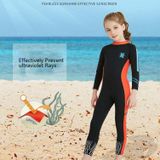 DIVE&SAIL 2 5mm Kinderduikpak Een stuk warm snorkelpak Drifting Sunscreen Zwempak  Maat: XXL(Zwart Oranje)