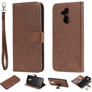 Voor Huawei Mate 20 Lite Solid Color Horizontal Flip Protective Case met Holder & Card Slots & Wallet & Photo Frame & Lanyard(Brown)