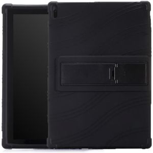 Voor Lenovo Tab E10 Tablet PC Siliconen Beschermhoes met invisible bracket(Zwart)